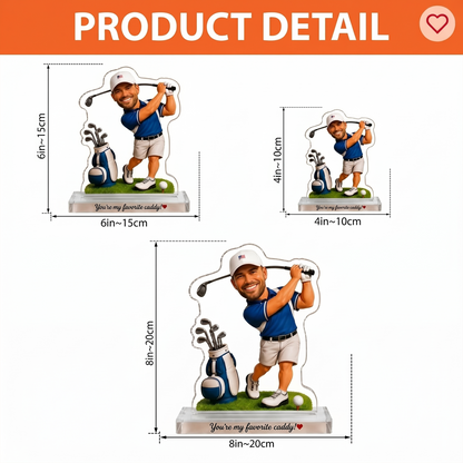 Funny Golf Gift Cartoonish Exaggerated Mascot Style – Personalized Photo Custom Shaped Acrylic Plaque