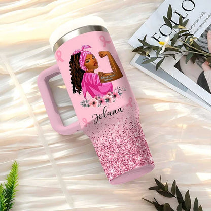 The Comeback Is Always Stronger - Personalized Breast Cancer Awareness Glitter Tumbler