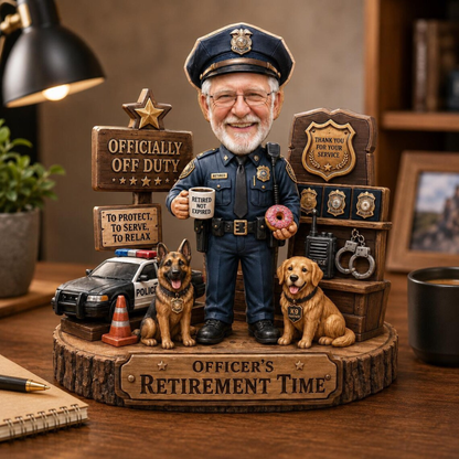 Personalized Police Retirement Gift for Men, Custom Police Officer Figurine, Retirement Keepsake with Photo & Name, Cop Retirement Desk Decor, Thank You for Your Service Gift