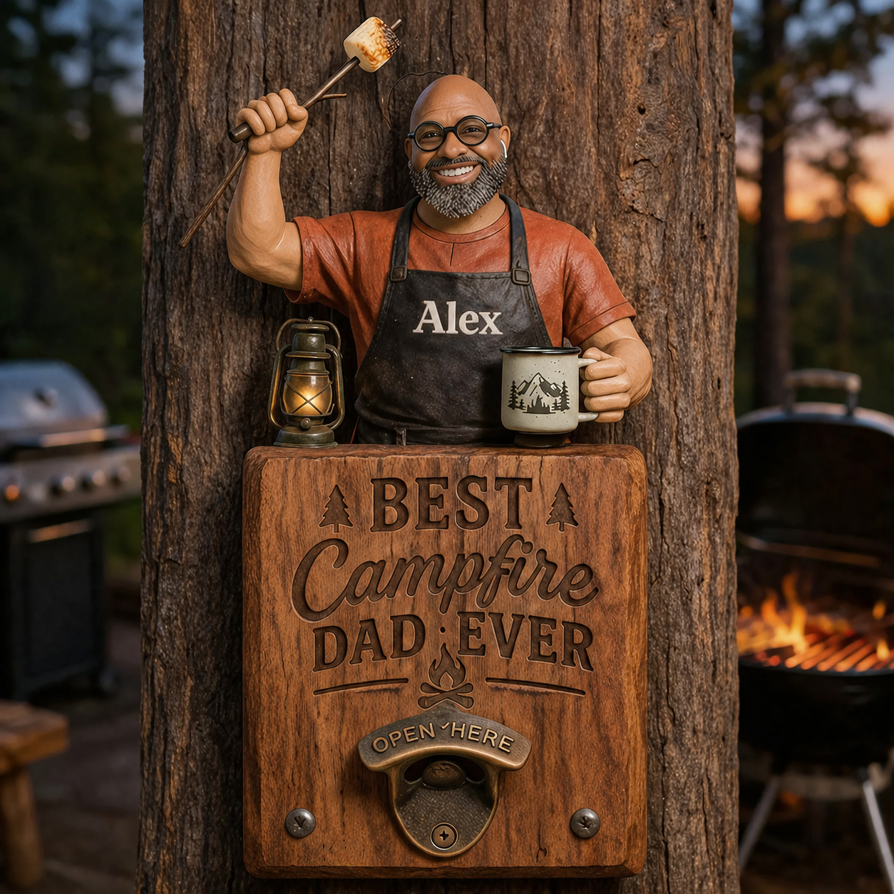 Best Campfire Dad Ever - Personalized Camping Dad Wall Bottle Opener