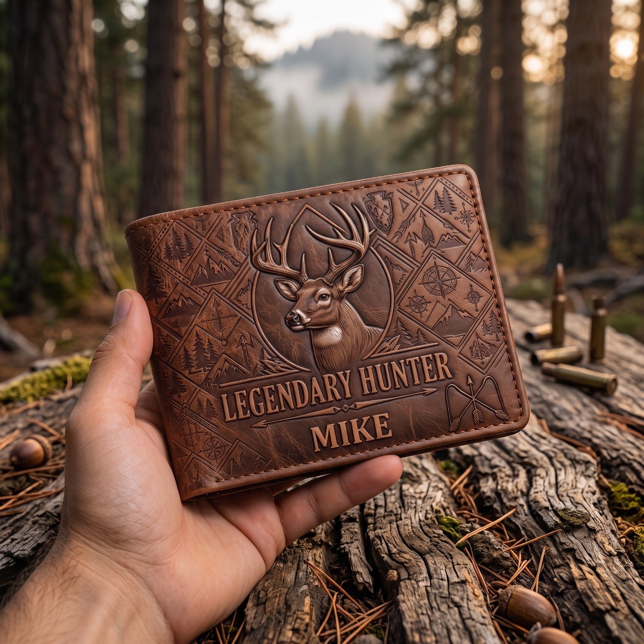 Legend Of The Wilderness - Personalized Hunter Leather Wallet