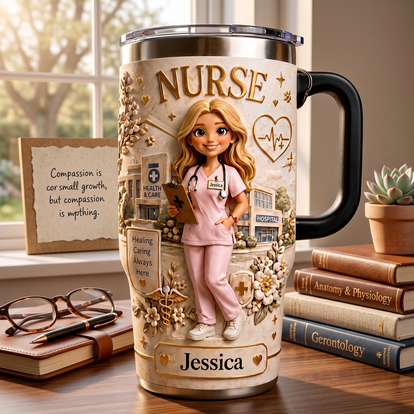 Personalized Nurse Tumbler – Custom Name & Photo Healthcare Gift For Nurses