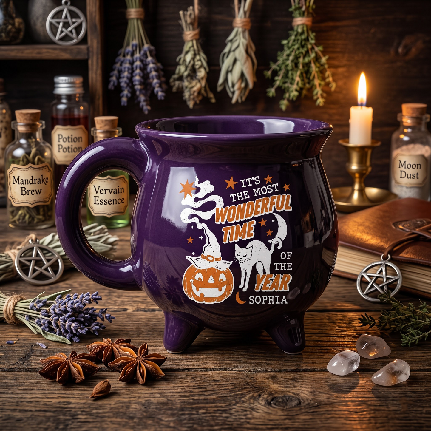 Personalised It's the Most Wonderful Time of the Year Cauldron Coffee Mug for Halloween