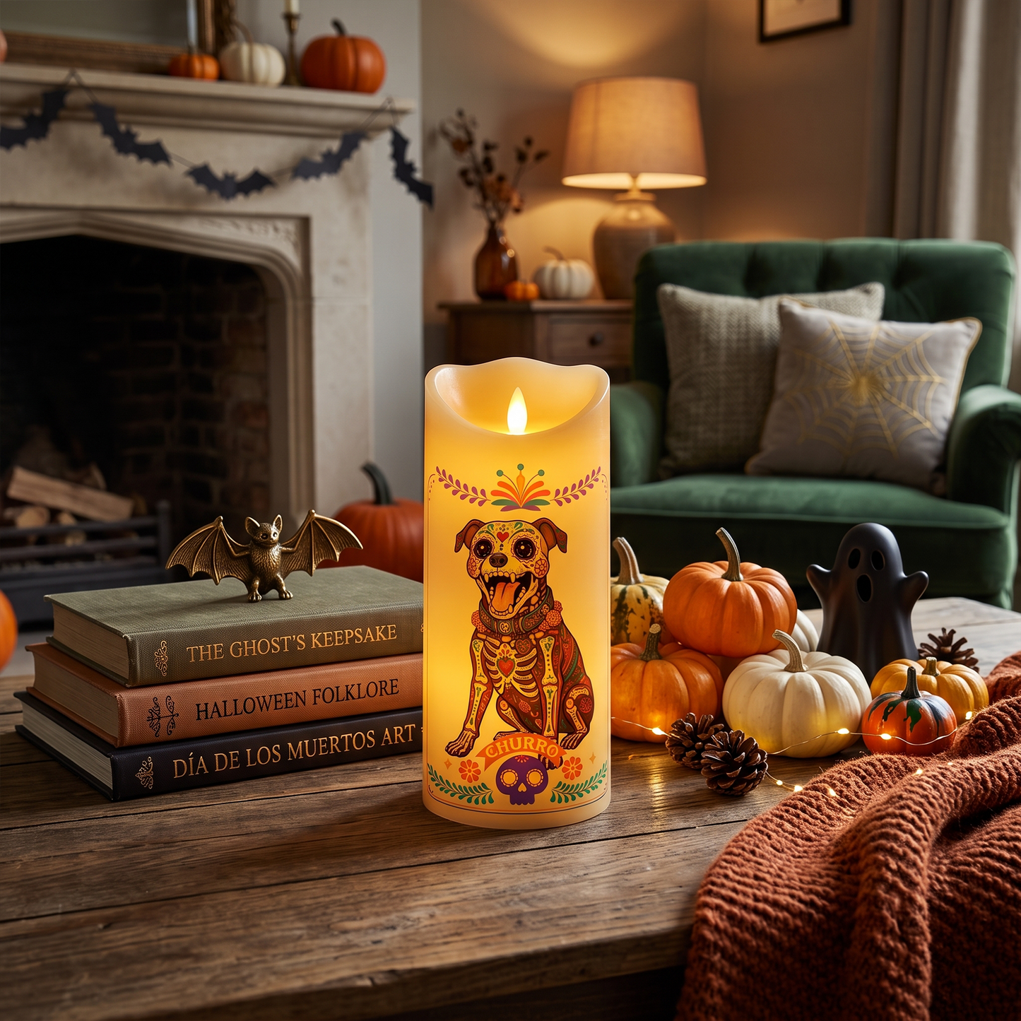 Custom Pet Portrait Day Of The Dead Mexican Hispanic Style - Personalized Candles
