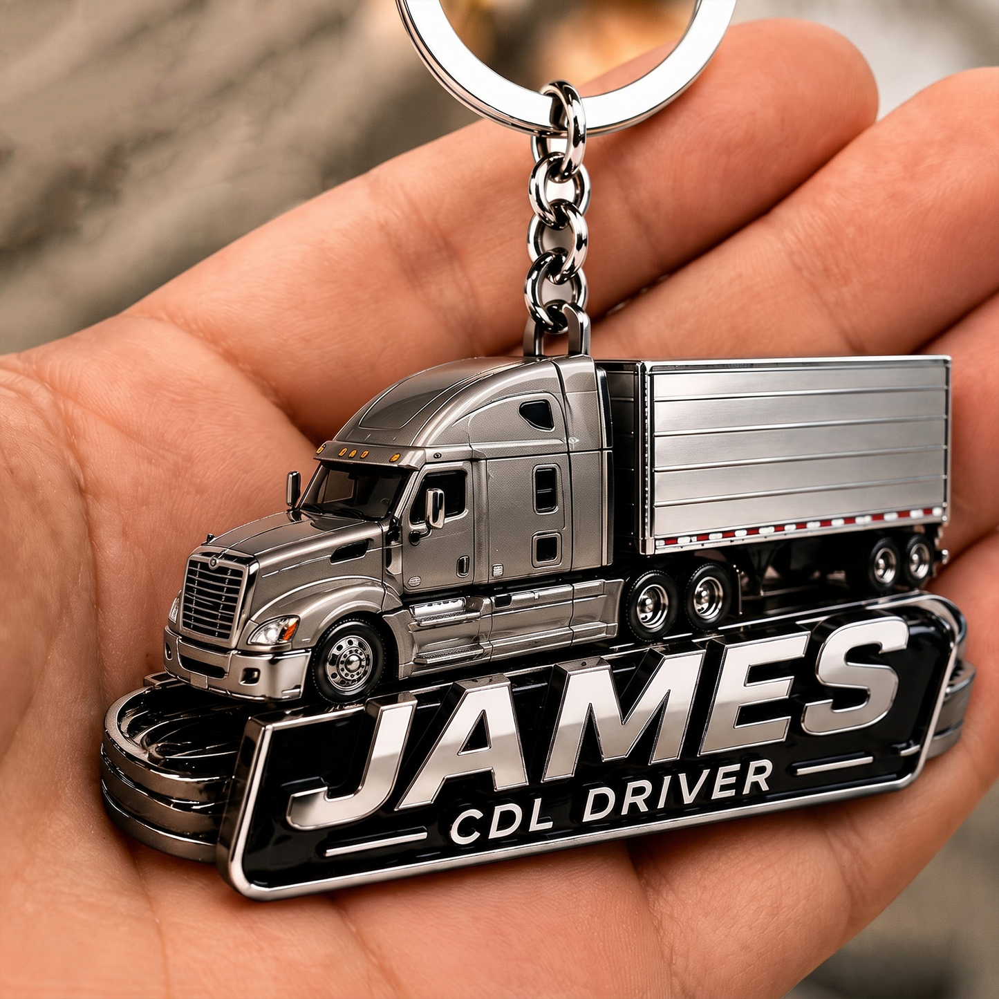 Custom Photo Truck Driver Keychain – Personalized CDL Driver Gift for Dad, Husband & Trucker