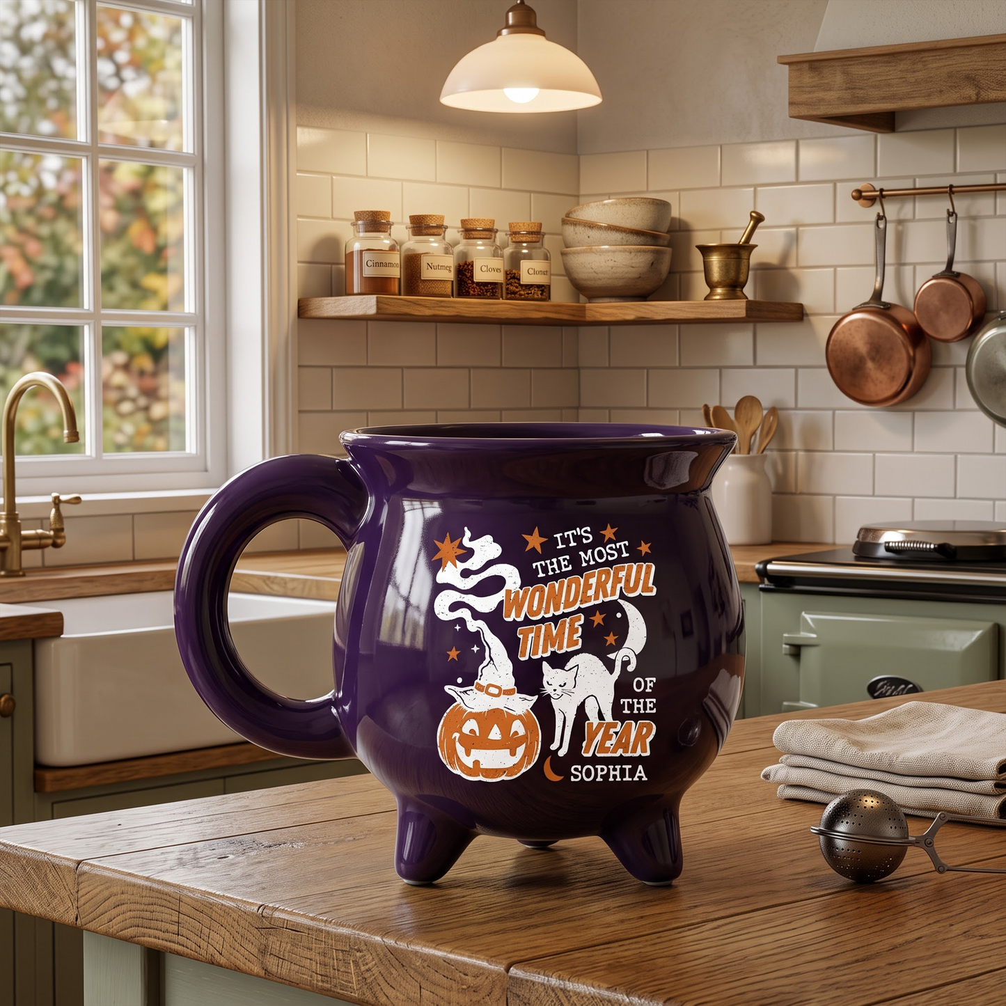Personalised It's the Most Wonderful Time of the Year Cauldron Coffee Mug for Halloween