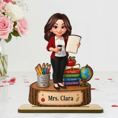 Personalized Teacher Wooden Plaque With Custom Name – Back To School Gift For Teacher, Classroom Desk Decor