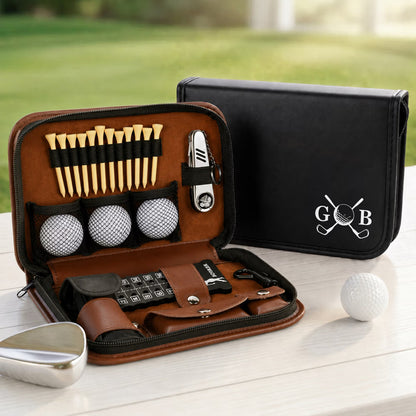 Personalized Classic Golf Pattern Golf Organiser Pouch and Golf Tools Set with Name Daily Use Father's Day Birthday Gift for Golf Lovers