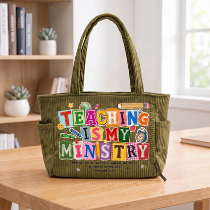 Teaching Is My Ministry - Personalized Corduroy Tote Bag
