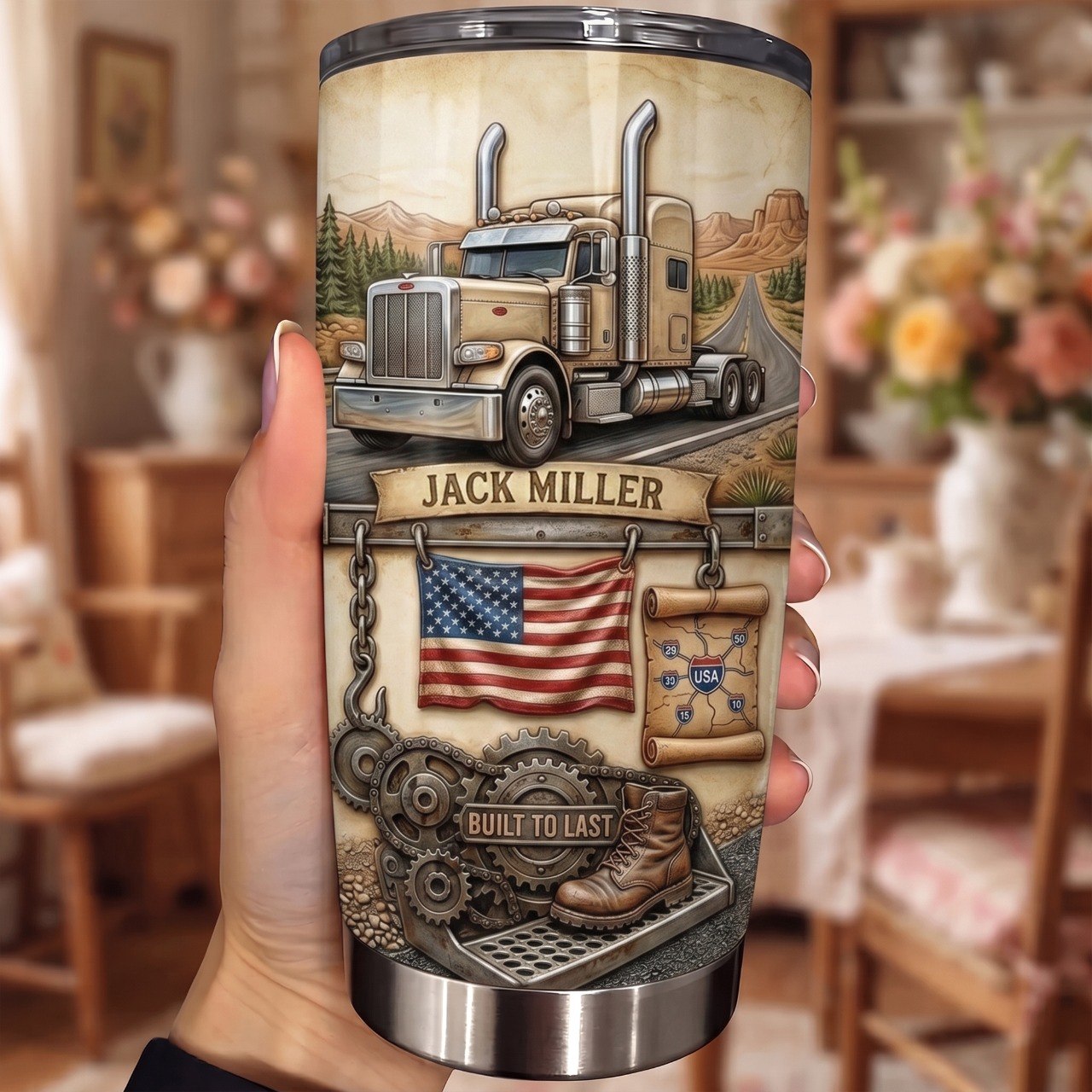Legend Of The Open Road, Personalized Trucker Tumbler 20oz, Custom Name Gift For Truck Drivers