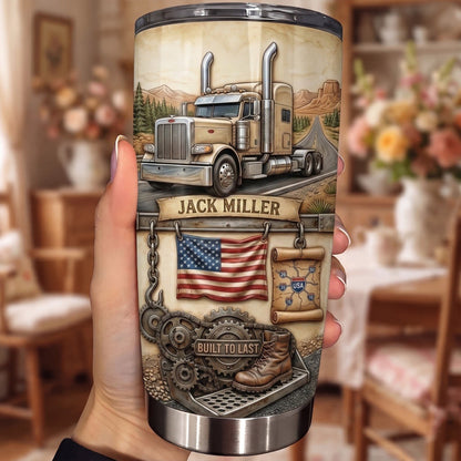Legend Of The Open Road, Personalized Trucker Tumbler 20oz, Custom Name Gift For Truck Drivers