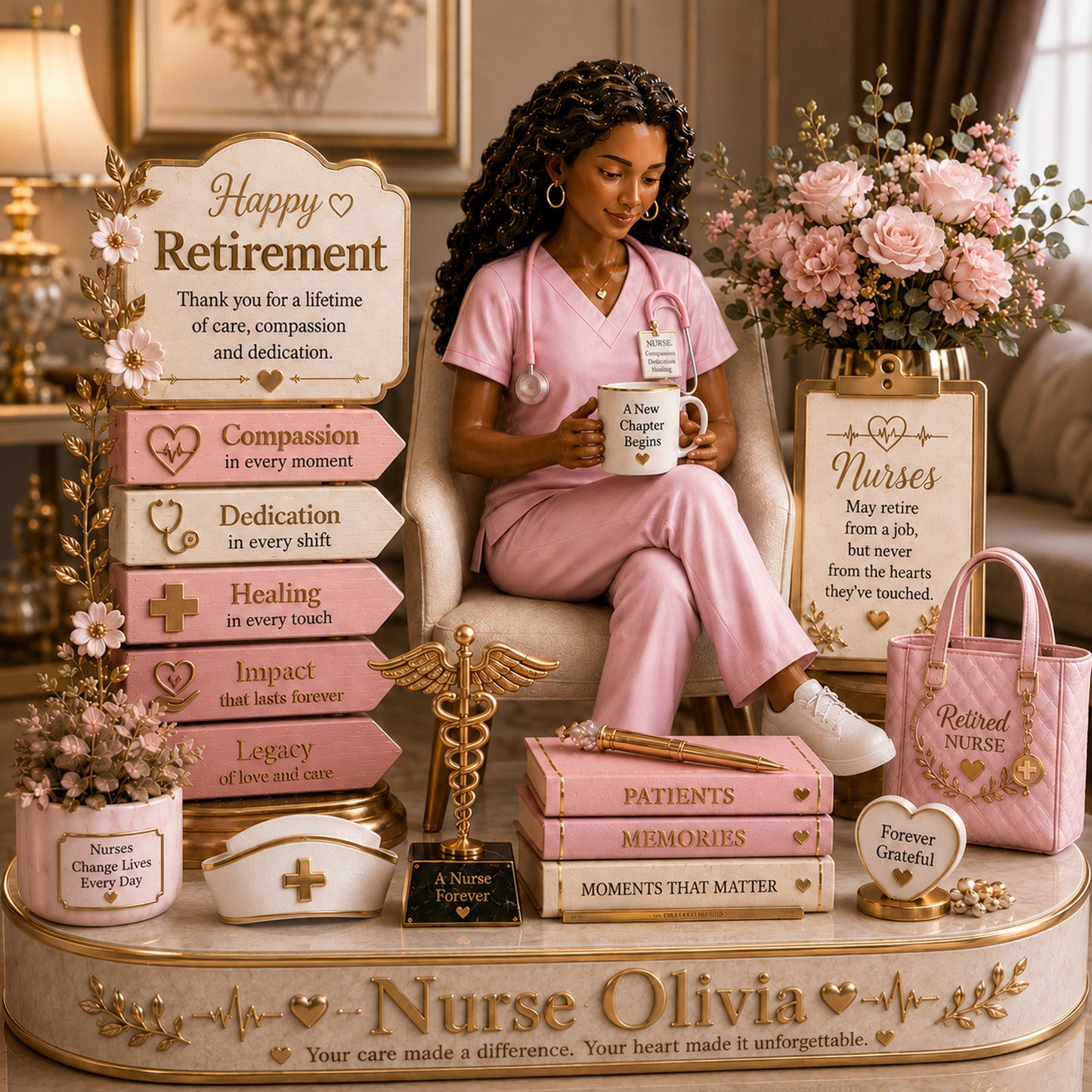 Personalized Nurse Retirement Acrylic Plaque – Custom Name Nurse Keepsake Gift, Happy Retirement Appreciation Desk Decor