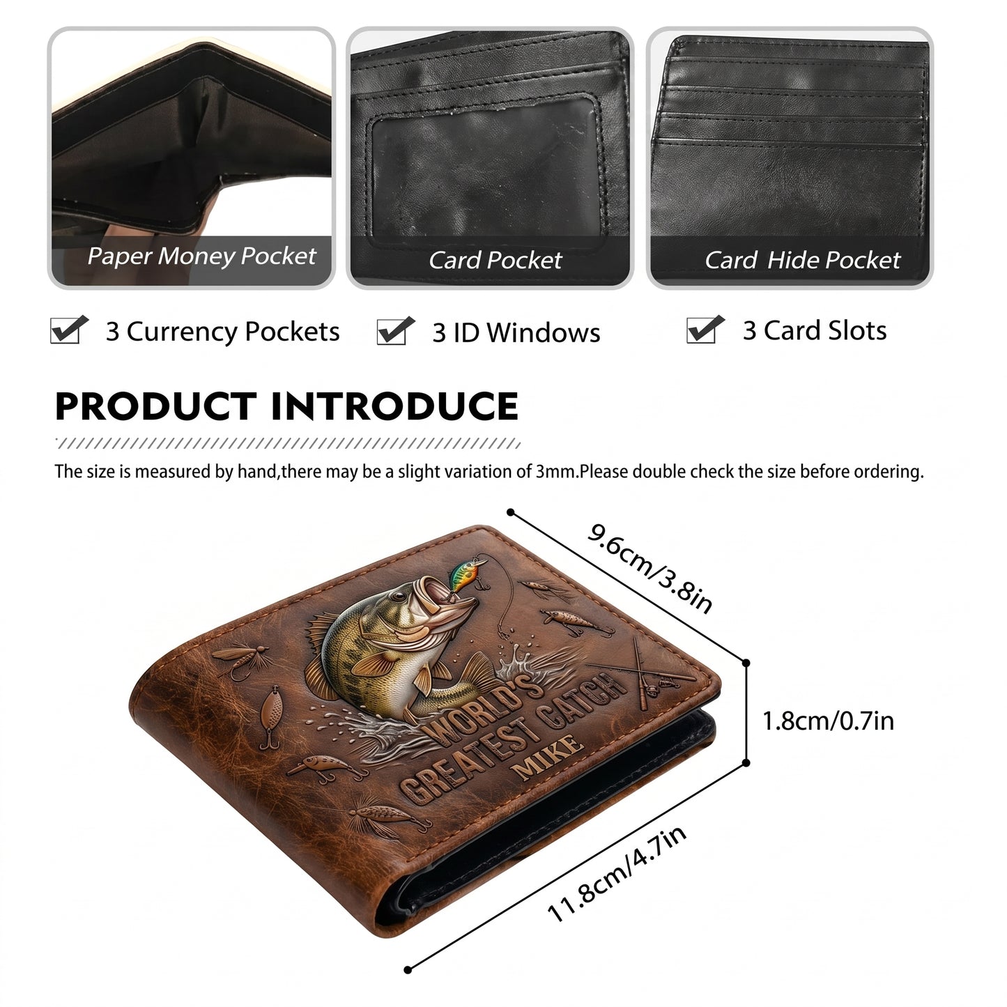 World's Greatest Catch - Personalized Fishing Dad Leather Wallet