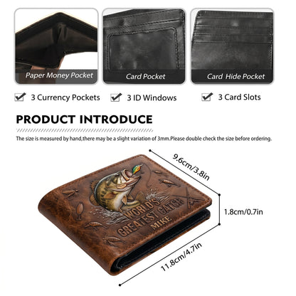 World's Greatest Catch - Personalized Fishing Dad Leather Wallet