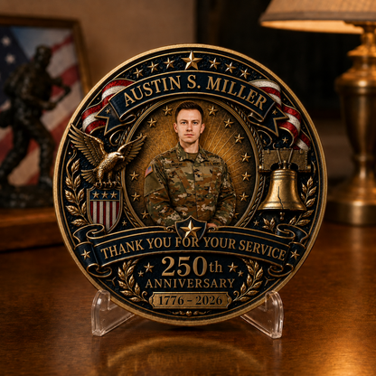 U.S. Veteran 250 Years Of Freedom Custom Photo - Personalized Coin