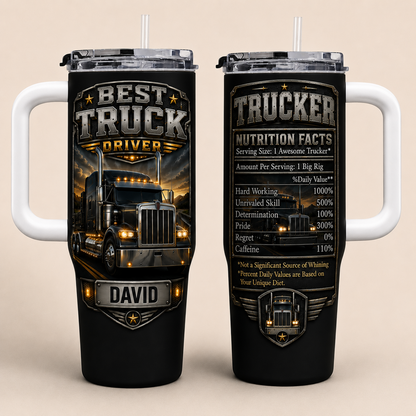 Best Truck Driver, Personalized 40oz Tumbler With Straw, Gift For Truck Drivers
