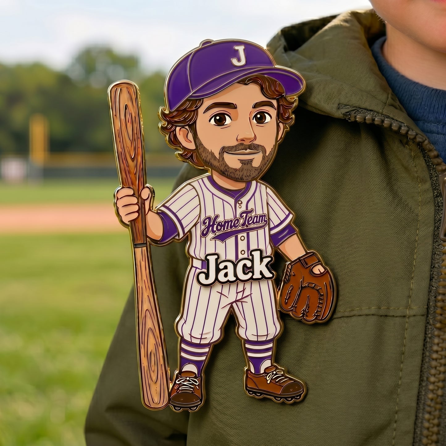 Personalized Baseball Player 3D Embossed Enamel Pin – Custom Name & Photo Baseball Gift for Players, Kids, Coaches & Fans