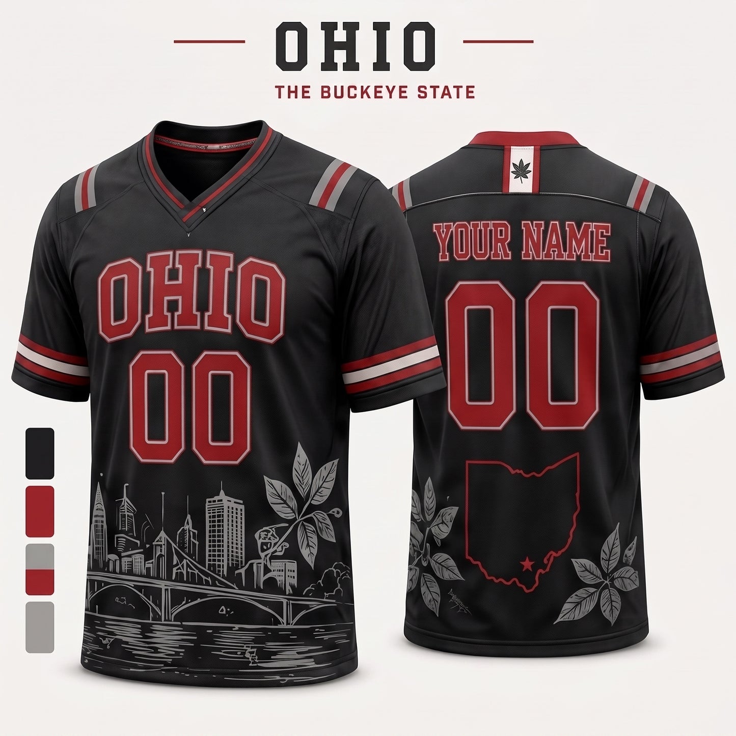 Personalized City State Football Jersey – Custom Name & Number All-Over Print Hybrid Mesh Jersey