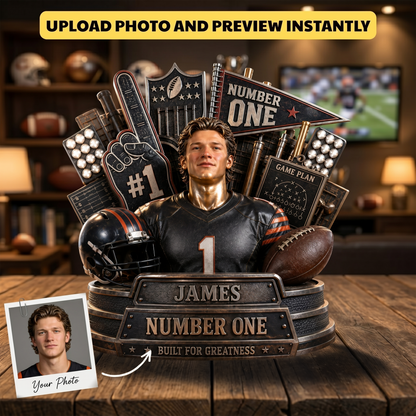 Custom Any Photo Number One Football - Personalized Football Custom Shaped Acrylic Plaque