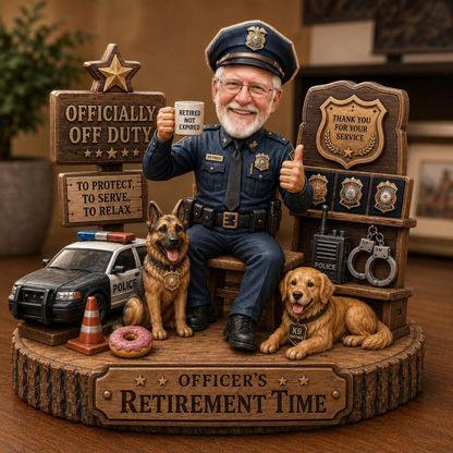 Personalized Police Retirement Gift for Men, Custom Police Officer Figurine, Retirement Keepsake with Photo & Name, Cop Retirement Desk Decor, Thank You for Your Service Gift