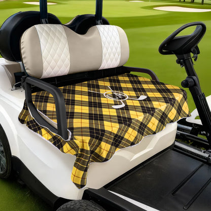 Personalized Golf Club Wreath Plaid Golf Cart Seat Cover with Name and Initial Golf Course Gear Birthday Daily Use Gift for Golf Player Lover