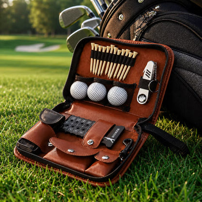 Personalized Classic Golf Pattern Golf Organiser Pouch and Golf Tools Set with Name Daily Use Father's Day Birthday Gift for Golf Lovers