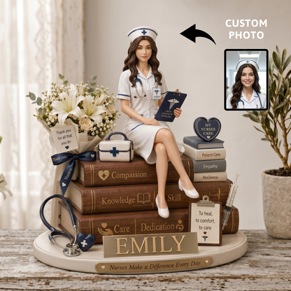 Personalized Nurse Appreciation Custom Shaped Wood Plaque – Custom Photo Wooden Keepsake Gift For Nurses