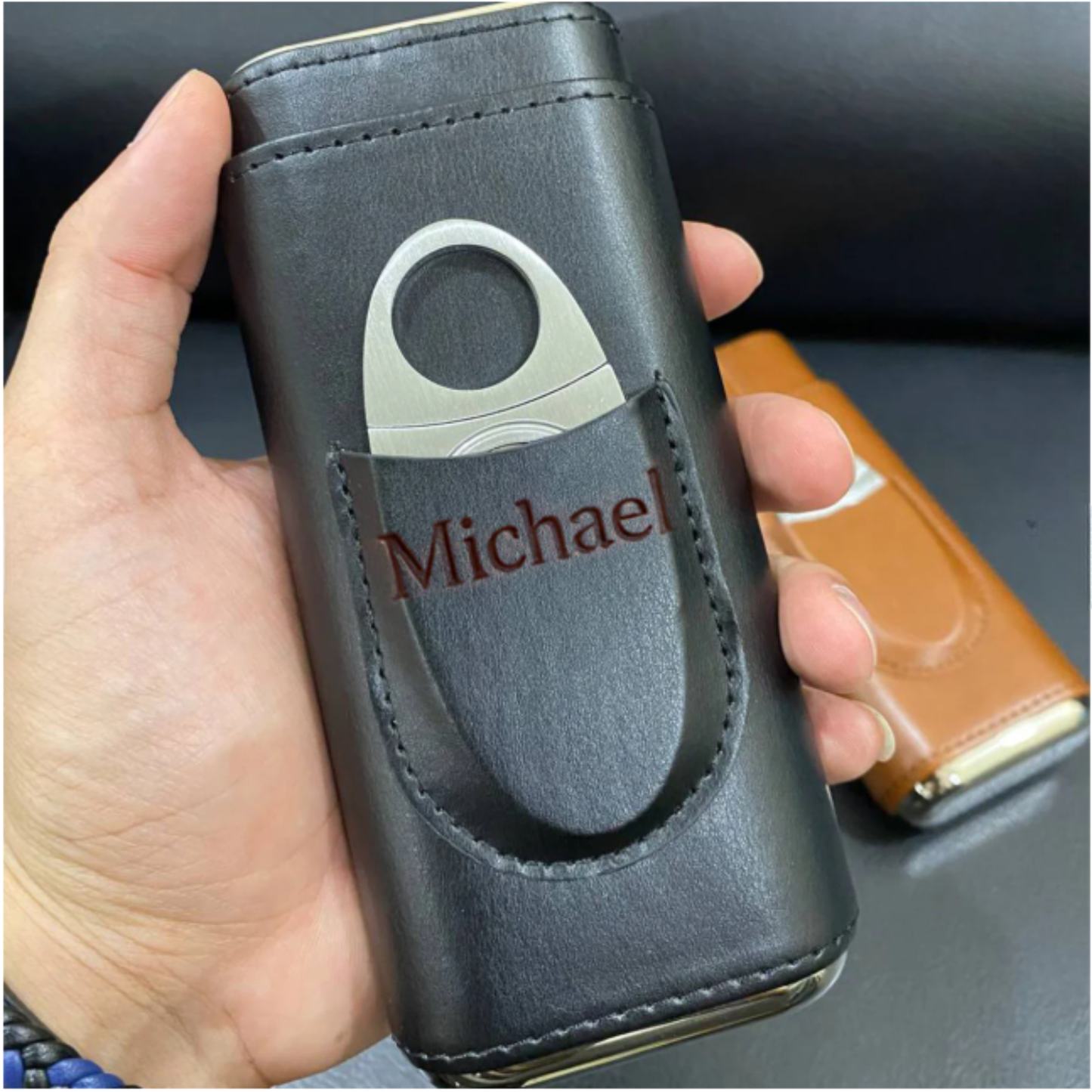 Legend Of The Highway - Personalized Trucker Leather Cigar Humidor Case
