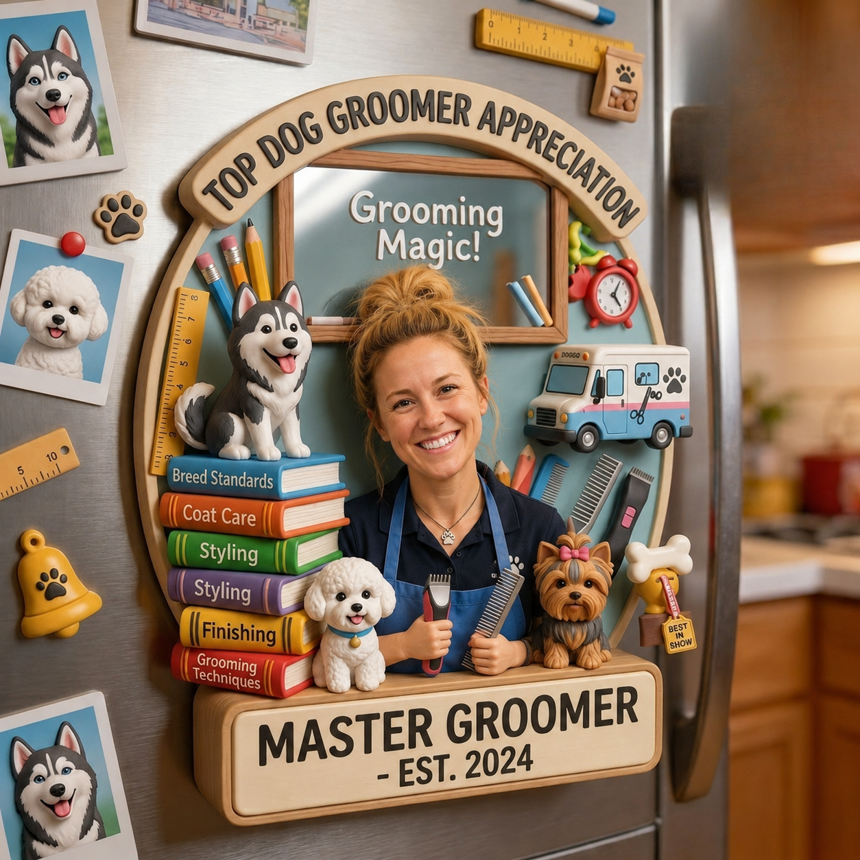 Personalized Dog Groomer Fridge Magnet With Custom Name – Dog Groomer Appreciation Gift