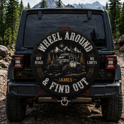 Personalized Off-Road Adventure Spare Tire Cover – Custom Name Overlanding Tire Cover for Jeep, SUV & RV