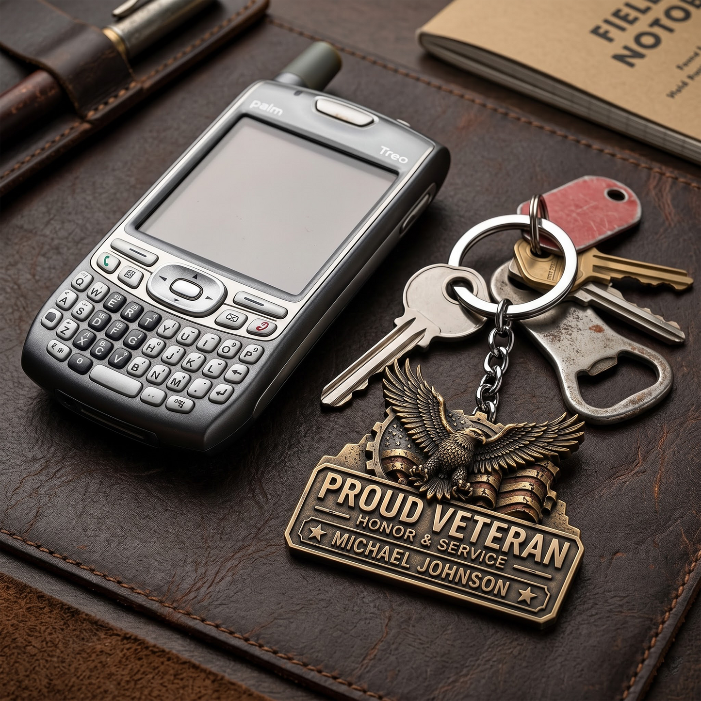 Personalized Veteran Keychain, Custom Name Proud Veteran Keychain, Eagle Military Gift for Veterans, Dad & Husband
