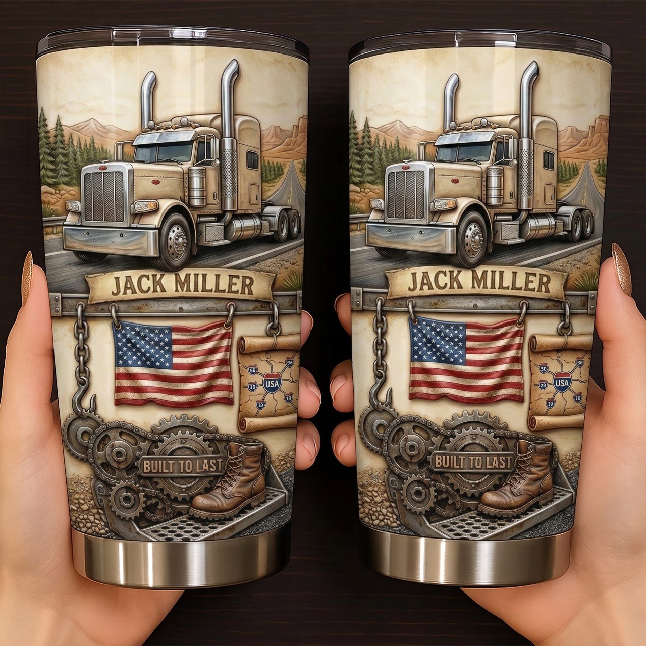 Legend Of The Open Road, Personalized Trucker Tumbler 20oz, Custom Name Gift For Truck Drivers