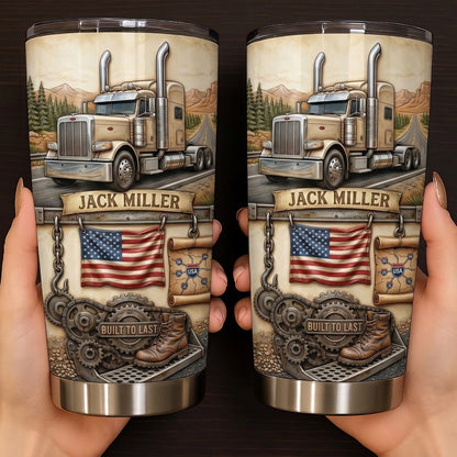Legend Of The Open Road, Personalized Trucker Tumbler 20oz, Custom Name Gift For Truck Drivers