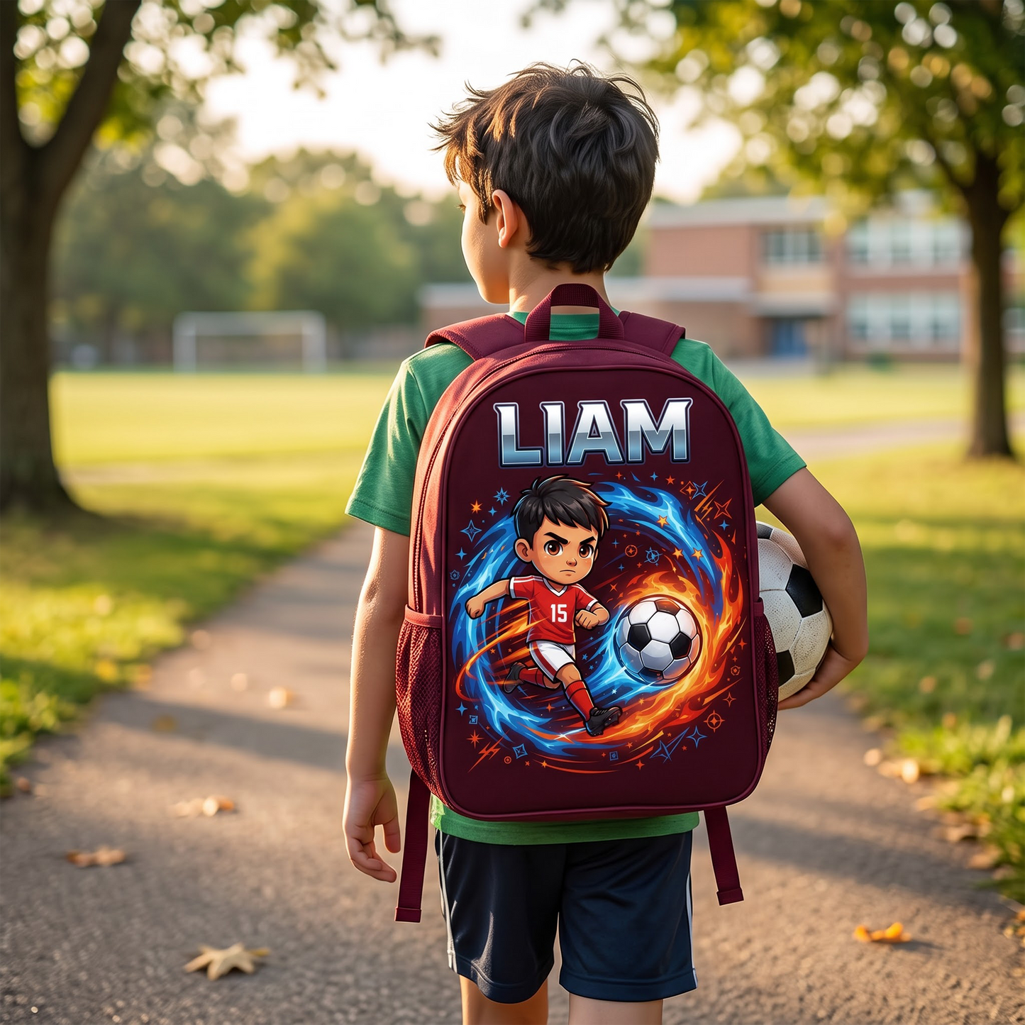Soccer Trendy Design Backpack for Boys Girls - Personalized Backpack - Back to School Gift for Daughter, Son