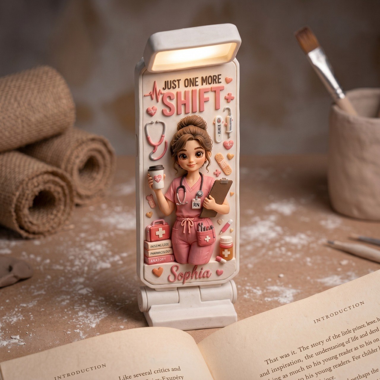 Personalized Nurse Clip LED Reading Lamp With Custom Photo – Just A Girl Who Loves Nursing Custom Name Book Light
