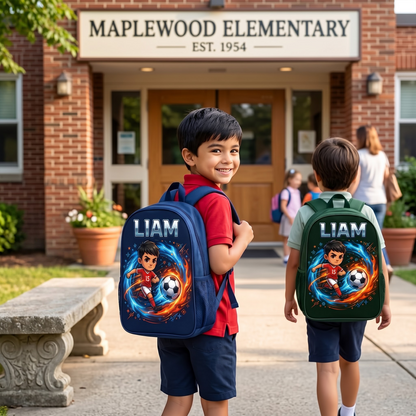Soccer Trendy Design Backpack for Boys Girls - Personalized Backpack - Back to School Gift for Daughter, Son