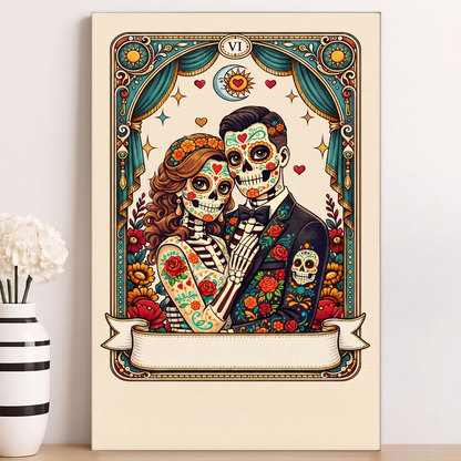 Custom Photo Day Of The Dead Vertical Poster - Personalized Anniversary Wedding Gifts For Husband And Wife, Him And Her - Till Death Do Us Part