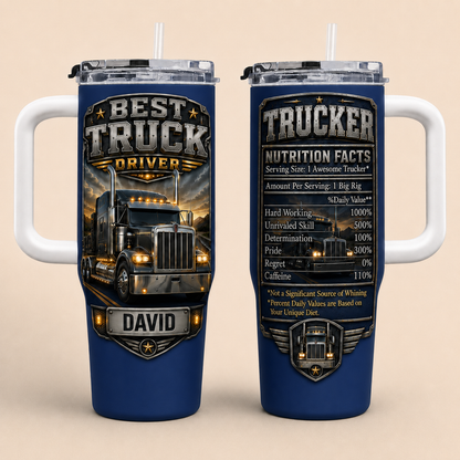 Best Truck Driver, Personalized 40oz Tumbler With Straw, Gift For Truck Drivers