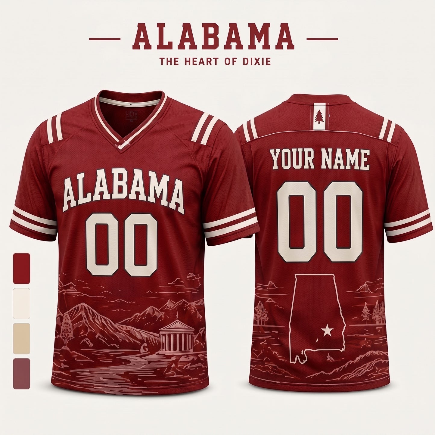 Personalized City State Football Jersey – Custom Name & Number All-Over Print Hybrid Mesh Jersey