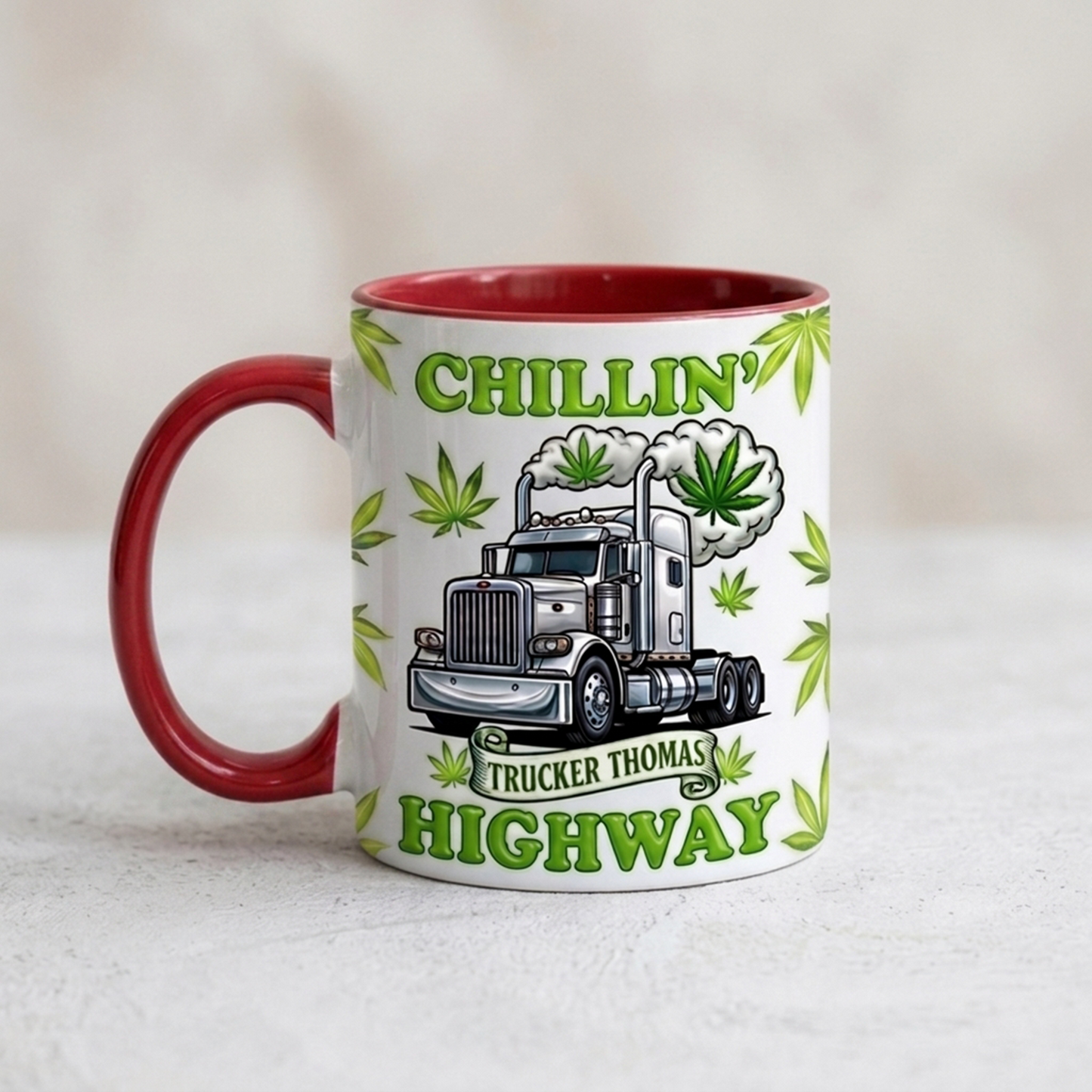 Chillin' Highway Personalized Trucker Accent Mug – Custom Name Funny Truck Driver Coffee Mug Gift