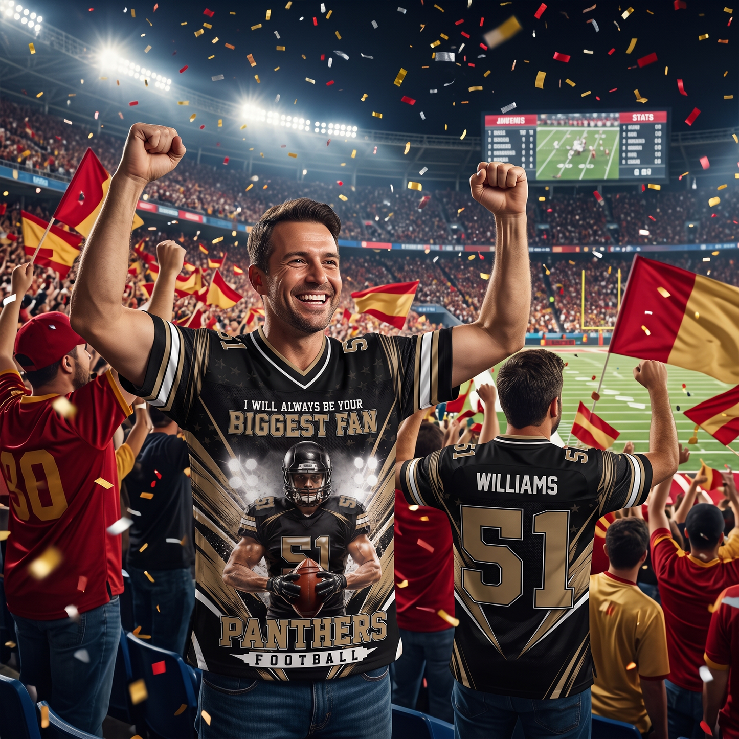 I Will Always Be Your Biggest Fan Personalized All Over Print Football Jersey For Football Mom Grandma Sport Family