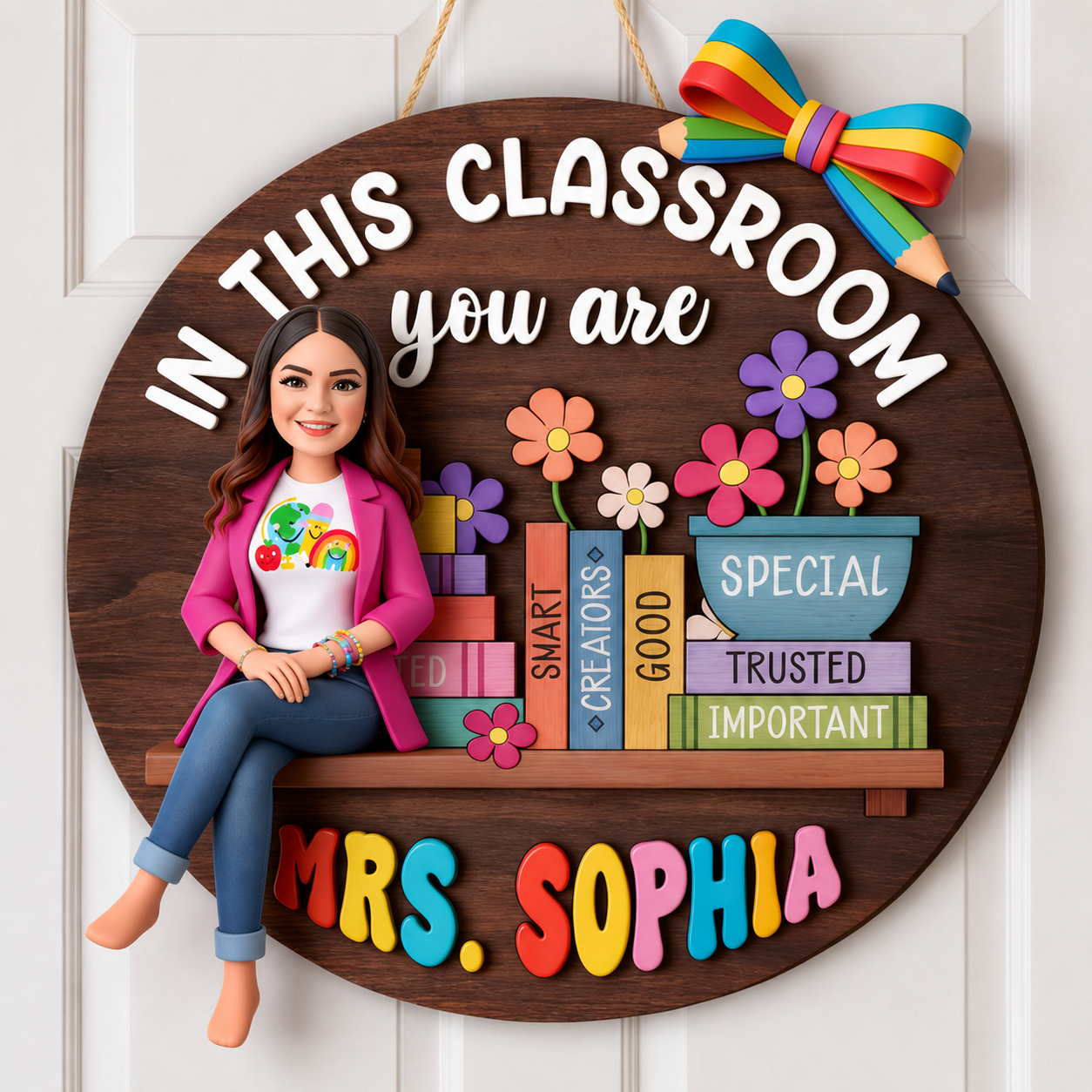 Back To School Teaching Decor - Personalized Teacher Custom Shaped Wood Sign