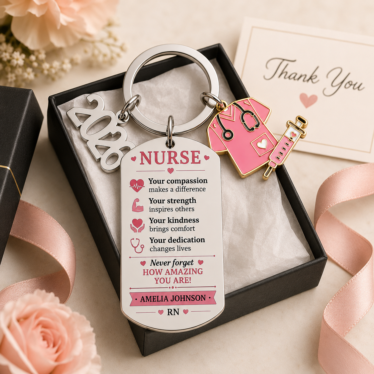 Personalized Nurse Appreciation Keychain – Custom Name RN Gift for Nurses, Nursing Graduates & Healthcare Heroes