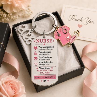 Personalized Nurse Appreciation Keychain – Custom Name RN Gift for Nurses, Nursing Graduates & Healthcare Heroes