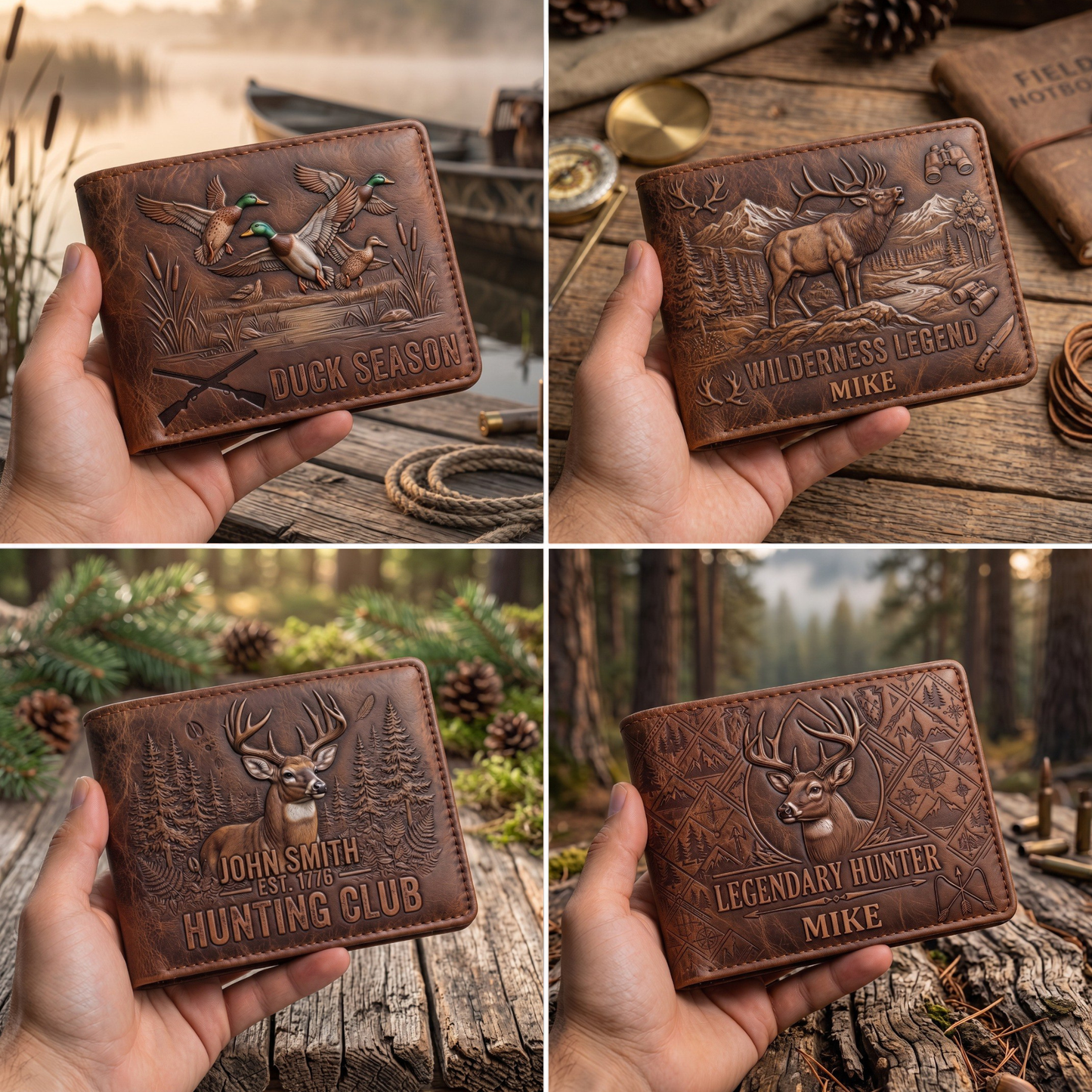 Legend Of The Wilderness - Personalized Hunter Leather Wallet
