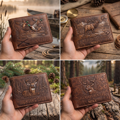 Legend Of The Wilderness - Personalized Hunter Leather Wallet