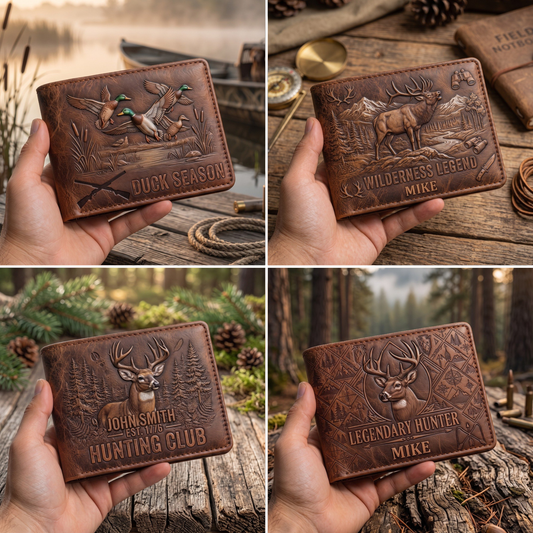 Legend Of The Wilderness - Personalized Hunter Leather Wallet
