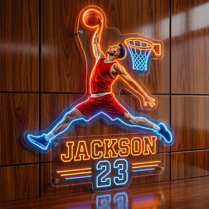 Basketball Signature Sign - Personalized Basketball Player LED Light Acrylic Sign