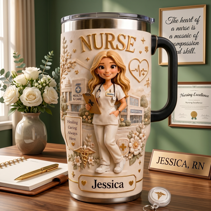 Personalized Nurse Tumbler – Custom Name & Photo Healthcare Gift For Nurses