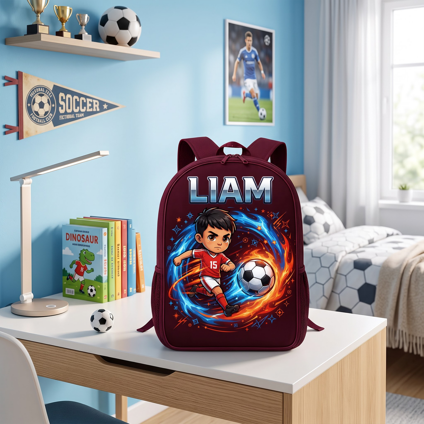 Soccer Trendy Design Backpack for Boys Girls - Personalized Backpack - Back to School Gift for Daughter, Son